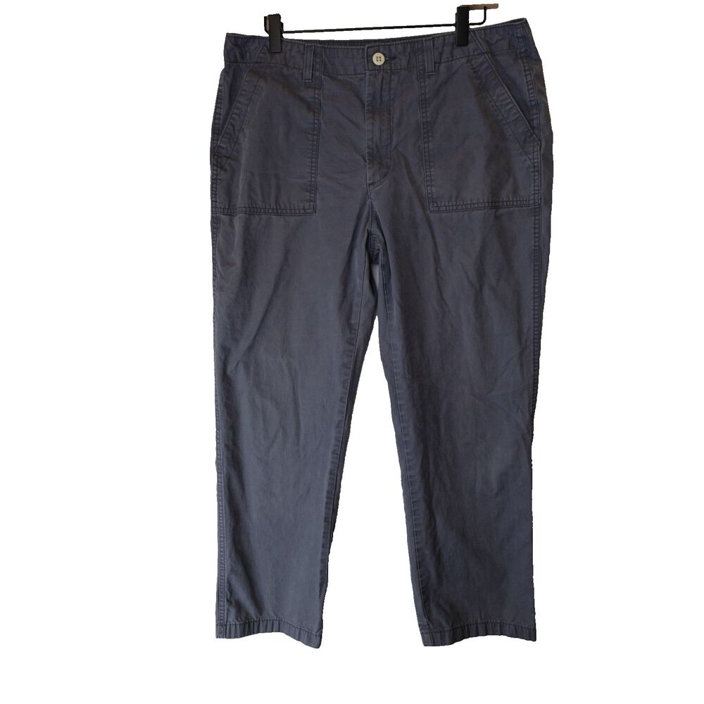 Levi's Cropped Pants Women Sz 31 Gray Comfort Casual Straight Flap Pockets 34x27